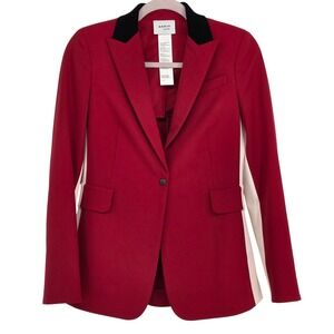 Akris Punto Women's 4 Colorblock Wool Blend Single Button Blazer Jacket Red